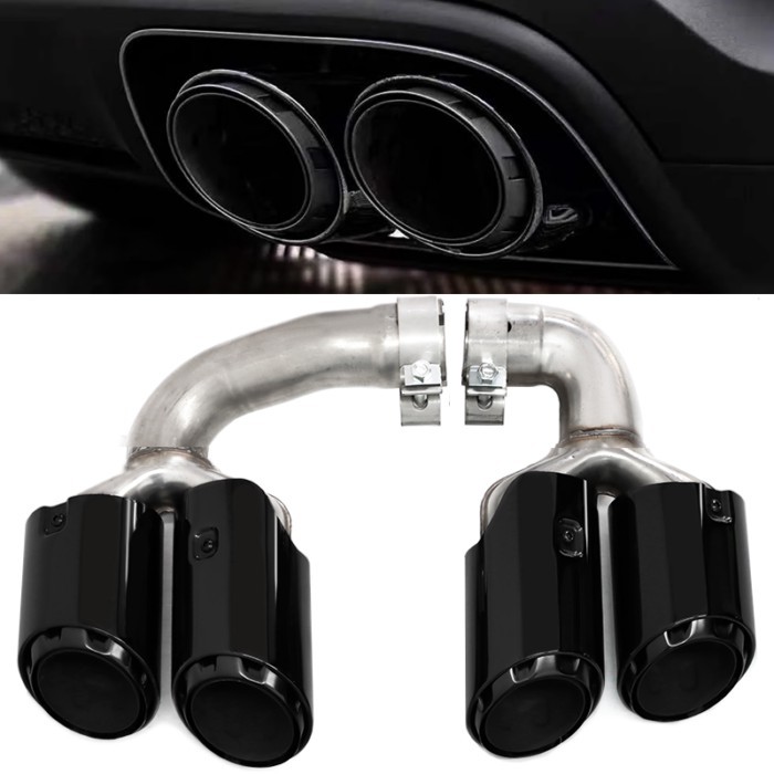 Exhaust Muffler System For Porsche Cayenne 3.0T 9Y0 Hybrid Petrol Model 2018-2025 Dual Outlet Black