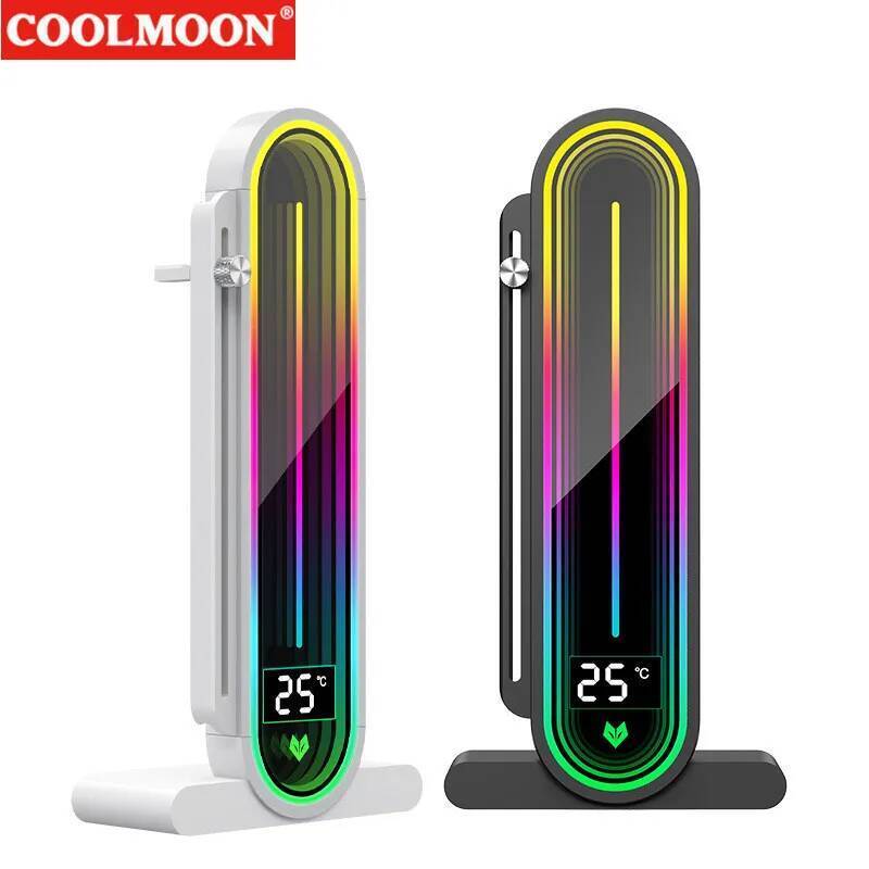 COOLMOON AOSR GH3 Pro แสดงอุณหภูมิวงเล็บกราฟิกการ์ดคอมพิวเตอร์ ARGB แนวตั้งปรับเลนส์รองรับขาตั้ง