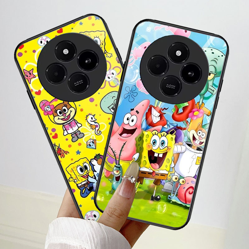 B-29 SpongeBob เคสสําหรับ Redmi A3 A4 A7 14R 14C Pro 5G เคสกระจกนิรภัย