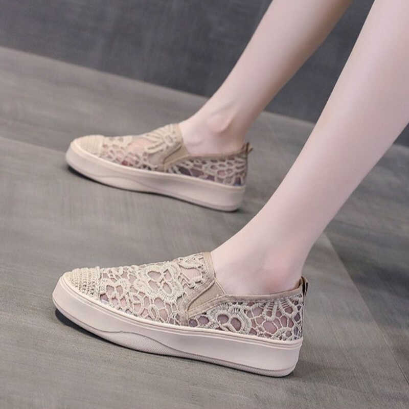 eathable Mesh Fisherman Shoes For Women Slip On Thick Bottom Casual Loafers 2026 Versatile Footwear