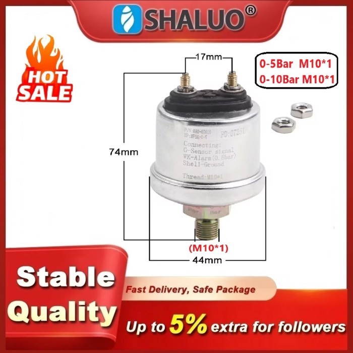 0-5 Bar 0-10 Bar M10*1 Diesel Engine Oil Pressure Sensor Switch 5Bar 10Bar Fit For Oil Pressure Gau