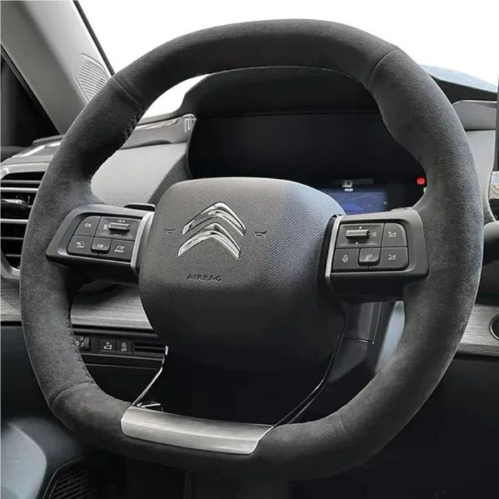 ! เหมาะสําหรับ Citroen C6C3LC4C4LC5 Hand-stitched พวงมาลัย Versailles C5X Tianyi C5 Suede