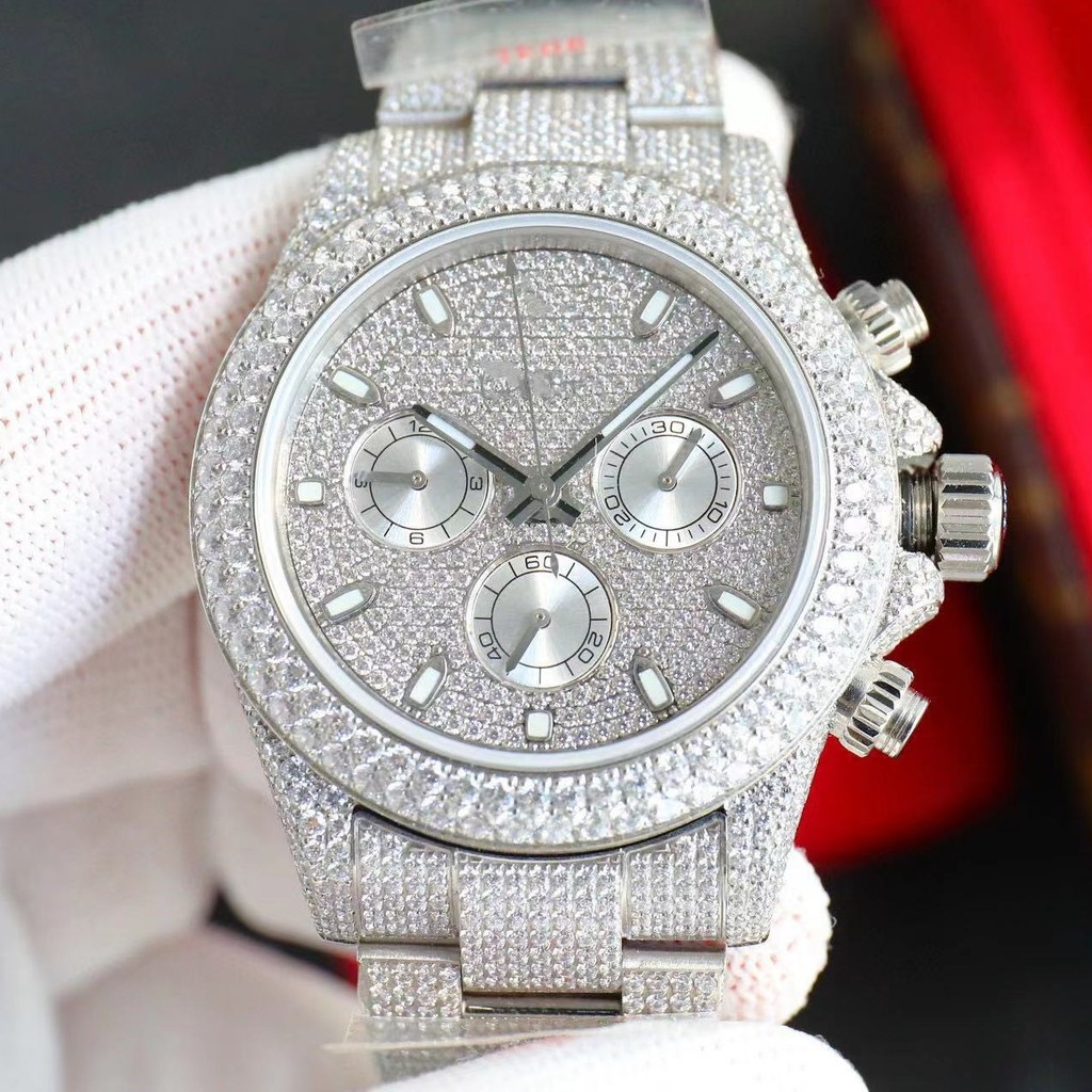มาใหม่ล่าสุด Texture C ผู้ผลิต Labor Universe Chronograph Full Diamond Daytona Diamond Gypsophila นา