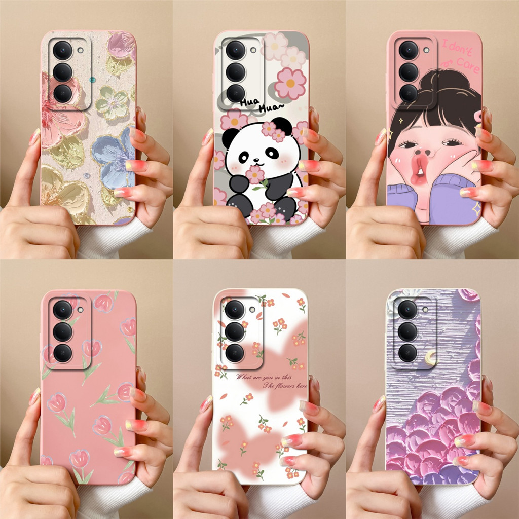 สําหรับRedmi 15 5Gกรณีสาวการ์ตูนดอกไม้คู่สแควร์AntipillกันกระแทกAnti-Fingerprint Anti-DropซิลิโคนปกหลังสําหรับRedmi 15 Redmi15 Capaกันชน