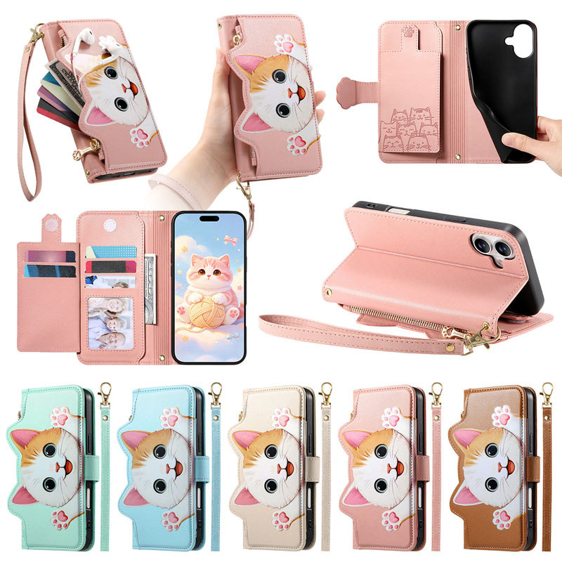 เคสโทรศัพท์สําหรับRealme 16 15 15T 15X C85 Pro Plus C83 C75 C73 C71 C63 C61 C53 C51 3Dแมวปกหนังช่องใ