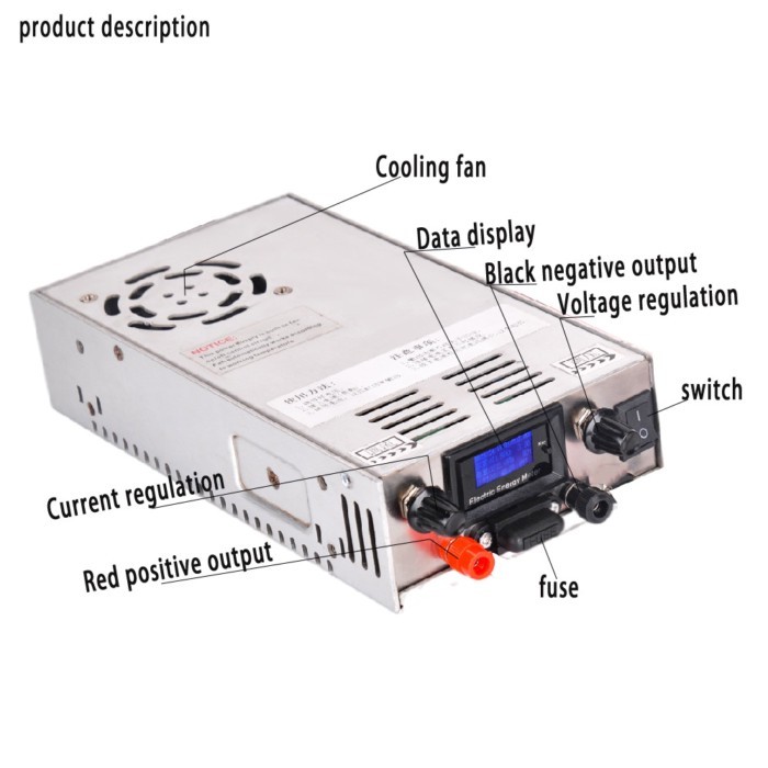 12V-96V 7A Smart Adjustable Lithium Battery Charger  for LiFePO4, Li-ion, Golf Cart, Ebike, Scooter