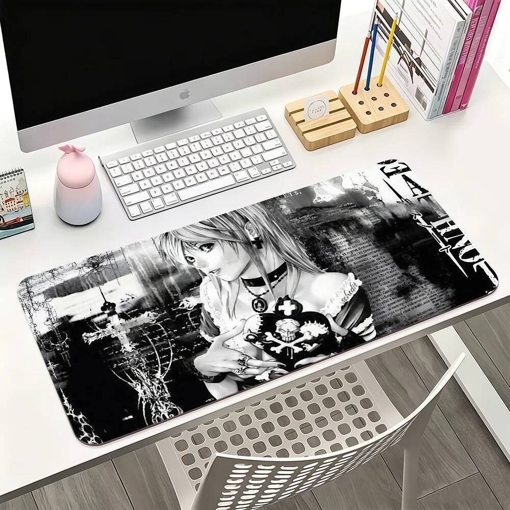 Dead Note Misa Amane Goth Girl แผ่นรองเมาส์สําหรับเล่นเกมสํานักงานและแป้นพิมพ์ลื่นกันน้ําขนาดใหญ่