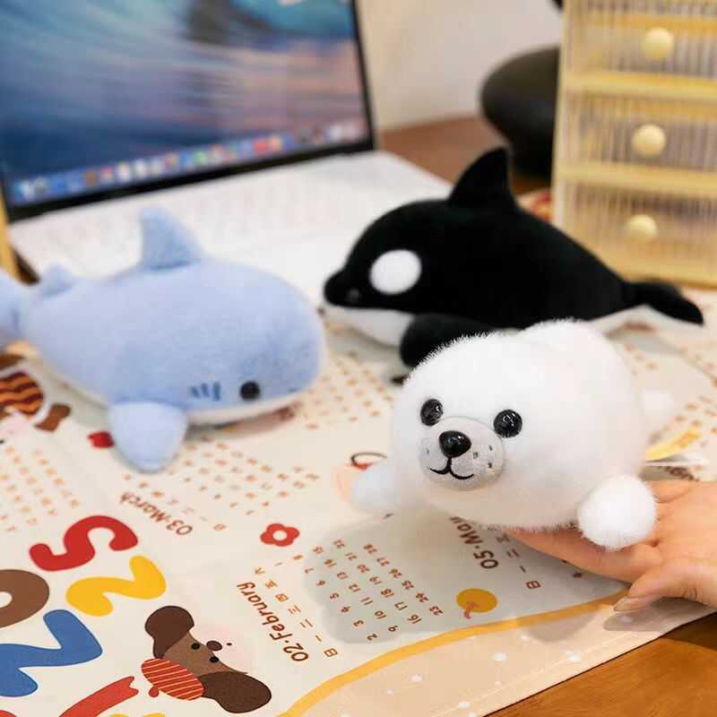 Papa Sea Animal Doll ของเล่นตุ๊กตา Shark Seal Whale Doll 27cm Grab Doll