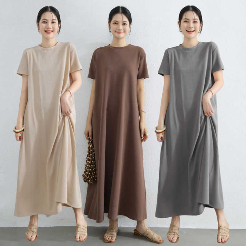 Plus Size  A-Line Simple Knit Round Neck Dresses