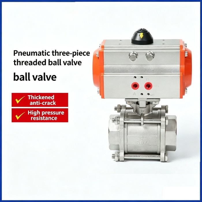 304 Double Acting Cylinder DN8 DN10 DN15 DN20 DN25 DN32 DN40 DN50 Three Piece Pneumatic Ball Valve