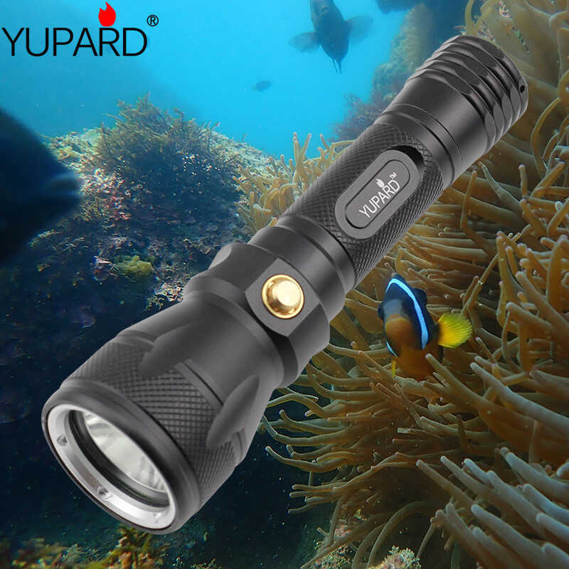 T6 ไฟฉาย LED ดําน้ําแสงที่แข็งแกร่งเติมแสงดําน้ํากลางคืนไฟฉายแสงสีขาวแบบชาร์จไฟได้ใต้น้ําระยะยาวกันน