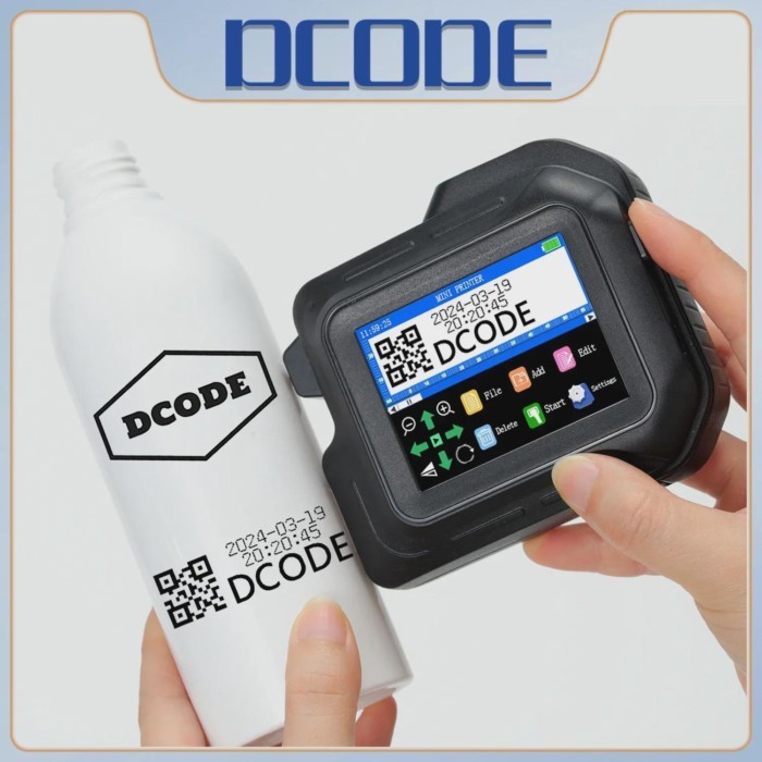 DCODE DC98 12.7mm Portable Mini Printer 2.8inch Touchscreen Handheld Inkjet Printer QR Barcode Logo