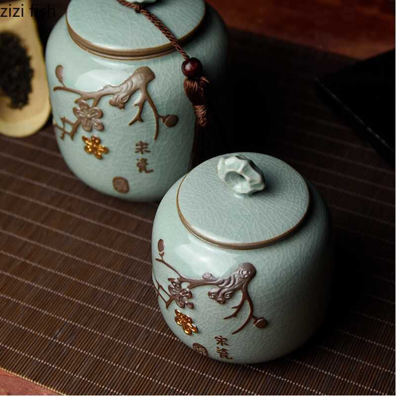 Small Ceramic Jar Caddy Storage Tank Sealed Jar Box Container Organizer Candy Jars Decorative Jars