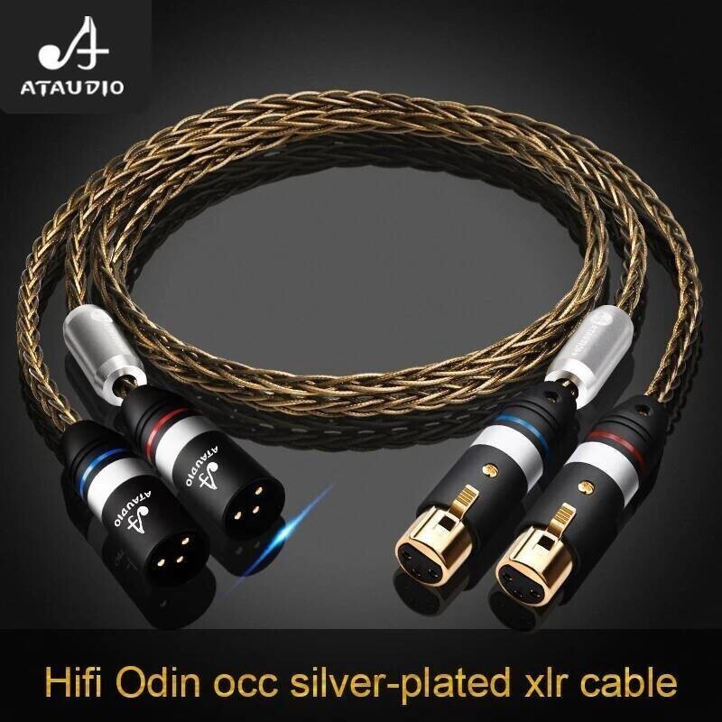 ATAUDIO HiFi 2XLR สายสัญญาณเสียง 8 Strands OCC Silver-plated 2XLR ชายกับหญิงสําหรับไมโครโฟนกล้องเครื