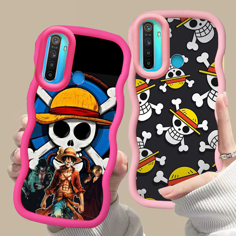 MERAH D-12 โลโก้ One Piece สีชมพูสีแดงสําหรับ OPPO A31 A91 Reno 3 Realme 5 6i 5i 5s สีดํา