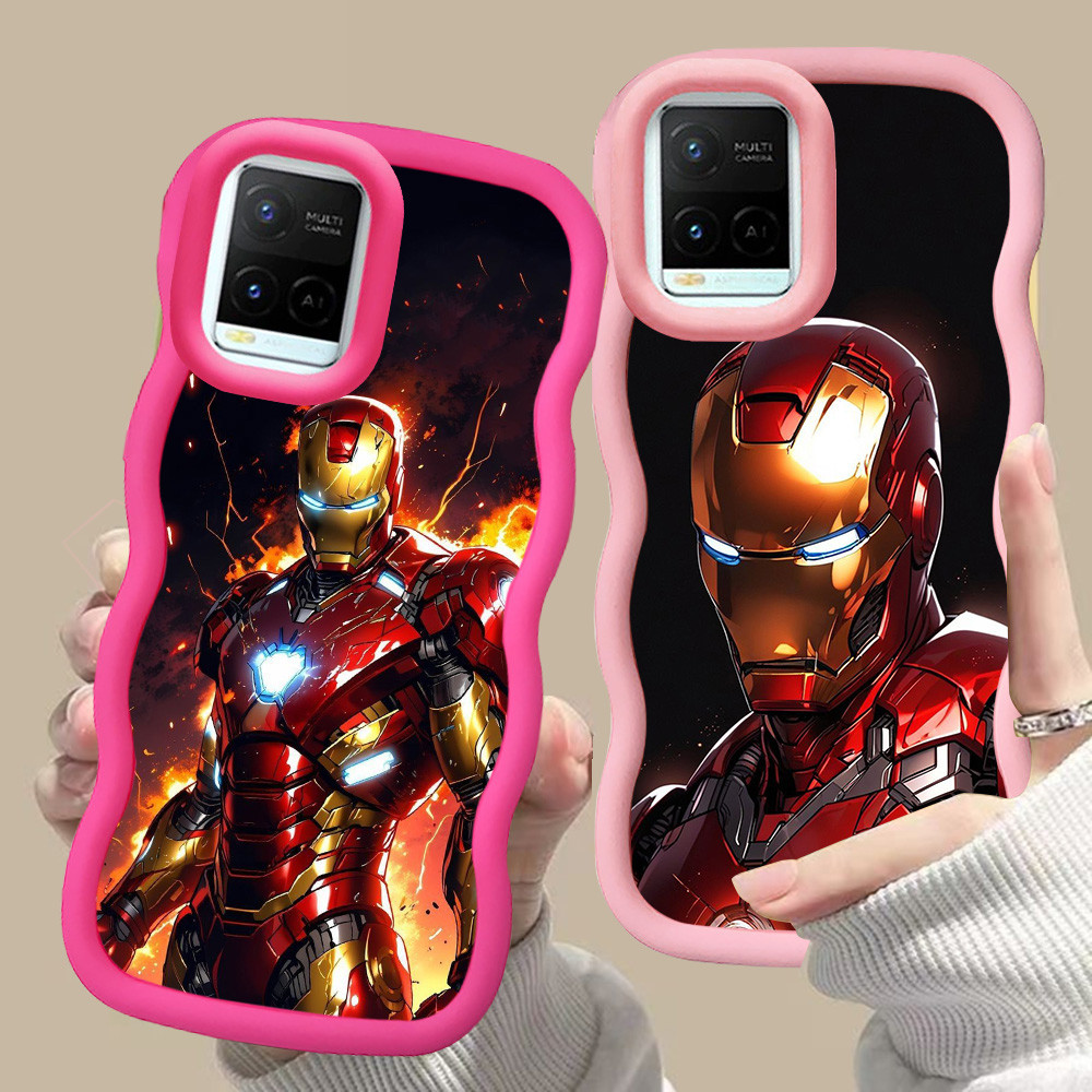 MERAH D-1 Iron Man สีชมพูสีแดงสําหรับ VIVO V30 Y02a Y21a Y02t Y02 Y21s Y21 Y21t Pro 5G สีดํา