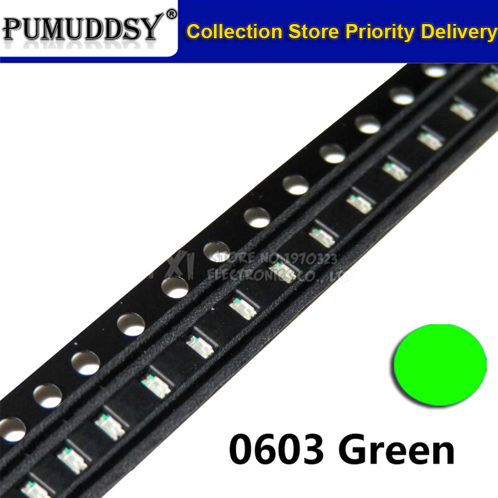 100 ชิ้นสีเขียว 0603 ไฟ LED SMD ใหม่ต้นฉบับ