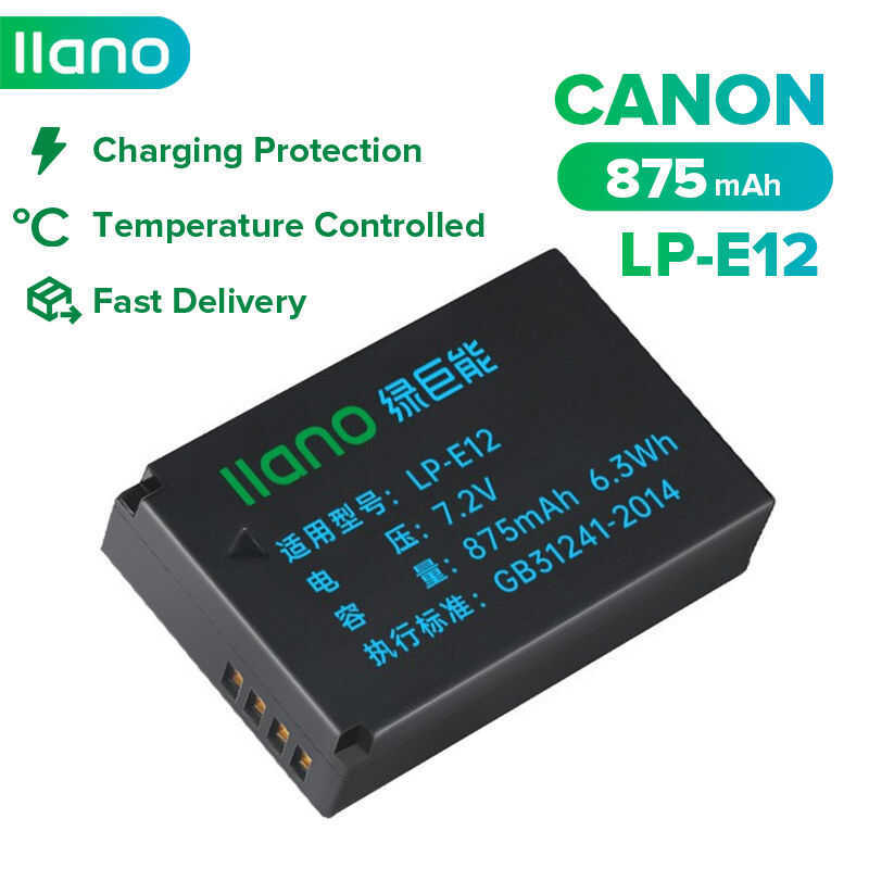 C LLANO แบตเตอรี่กล้อง Cannon Lp-E12 Camera Battery 750Mah For EOS M M2 M10 Sx70 100D M200 M100 M50