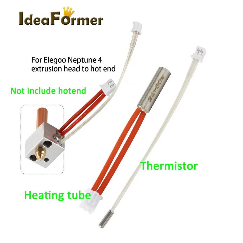 TA สําหรับ Elegoo Neptune 4 เทอร์มิสเตอร์ NTC100K 3950B PH2.0 24V 50W สแตนเลสหลอดความร้อน XH2.54 สํา