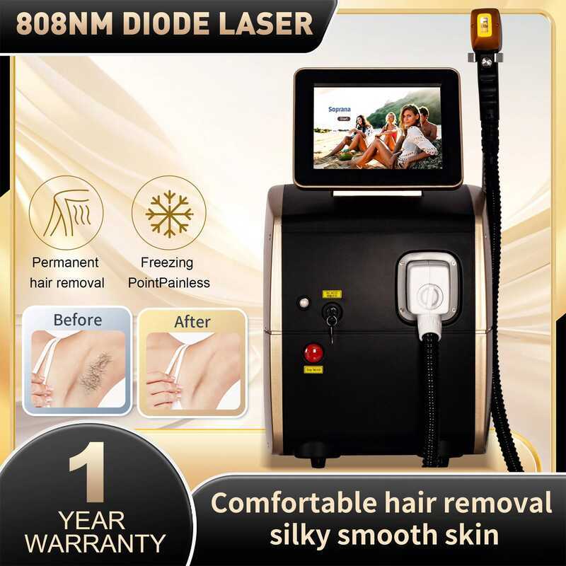 Professional Diode Ice Titanium Laser Body Removal hine 3 ความยาวคลื่น 755/808/1064nm Face Hair ลบสํ