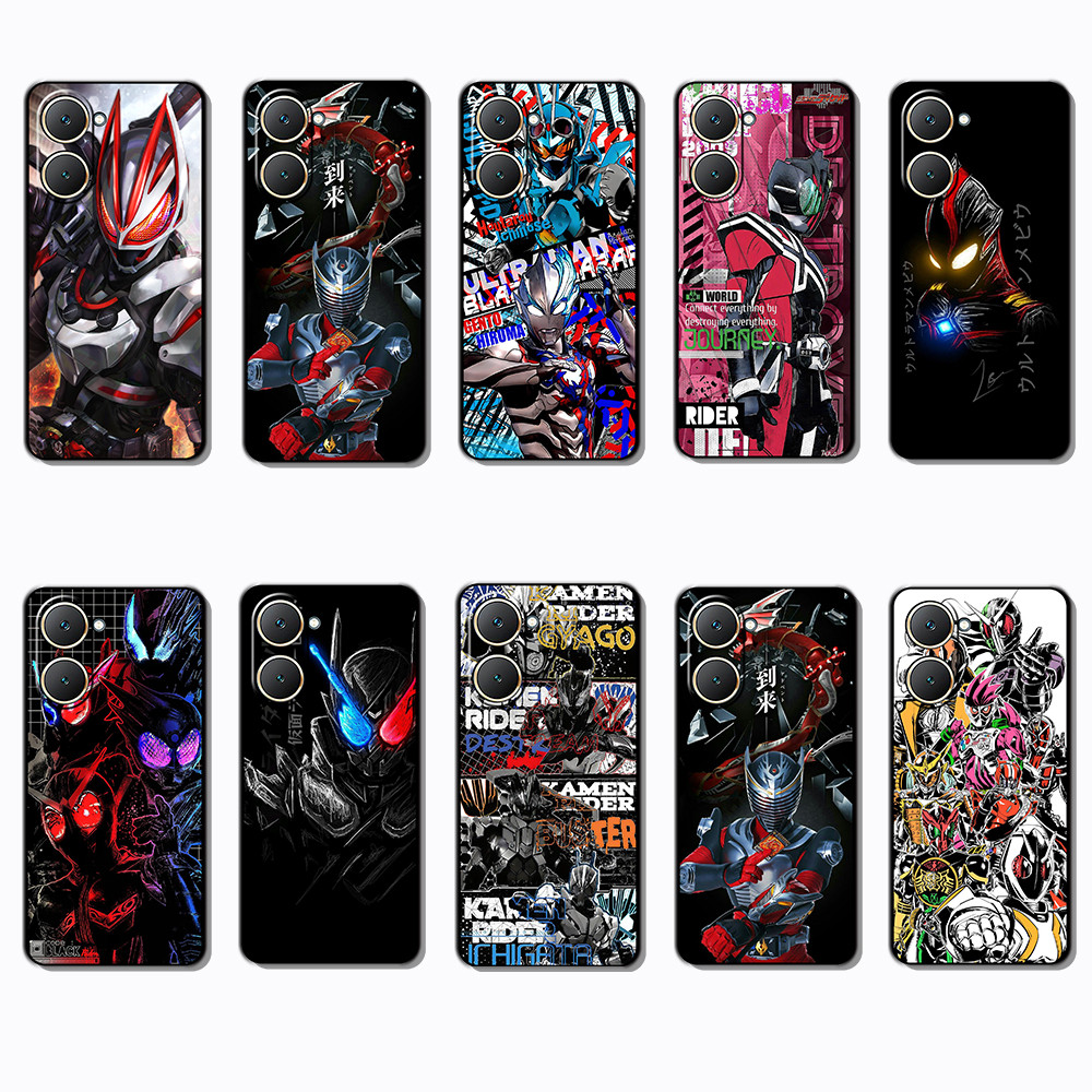 Vivo Y03 Y30T Y18 Y18S Y18E T3 Z9 lite Y37M Kamen Rider เคสโทรศัพท์สีดํานุ่มแฟชั่น