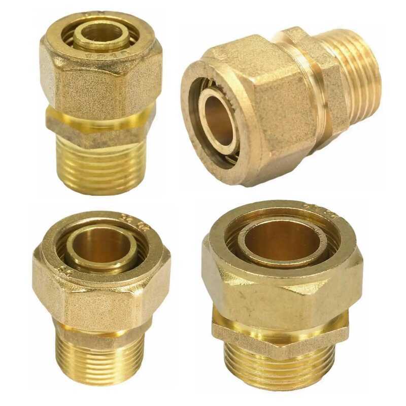 ข้อต่อท่อทองเหลืองเกลียวตัวผู้ BSP ขนาด 1/2" 3/4" 1" สำหรับท่อ PEX-AL-PEX ขนาดเส้นผ่านศูนย์กลางภายนอ