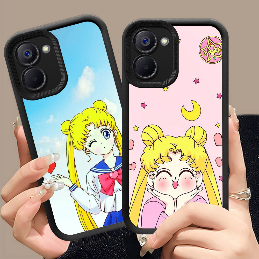 Q-4 Sailor Moon ขาวดำเคสโทรศัพท์หรับ VIVO IQOO Y03T Y18S Z9 T3 Y03 Y18i Y18 LITE ปกสีชมพู