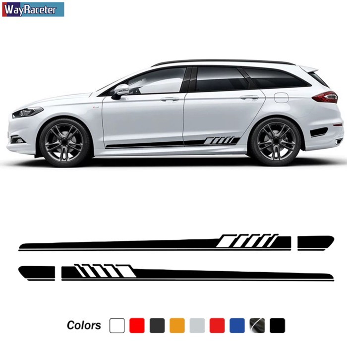 2 Pcs 5D Carbon Fiber Vinyl Side Stripes Skirt Sticker Body Decal For Ford Mondeo MK3 MK4 MK5 Fusio