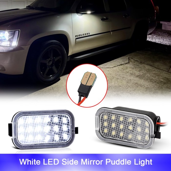 LED Mirror Light Side Rearview Puddle Lamp Assembly For Cadillac Escalade Chevrolet Silverado Subur