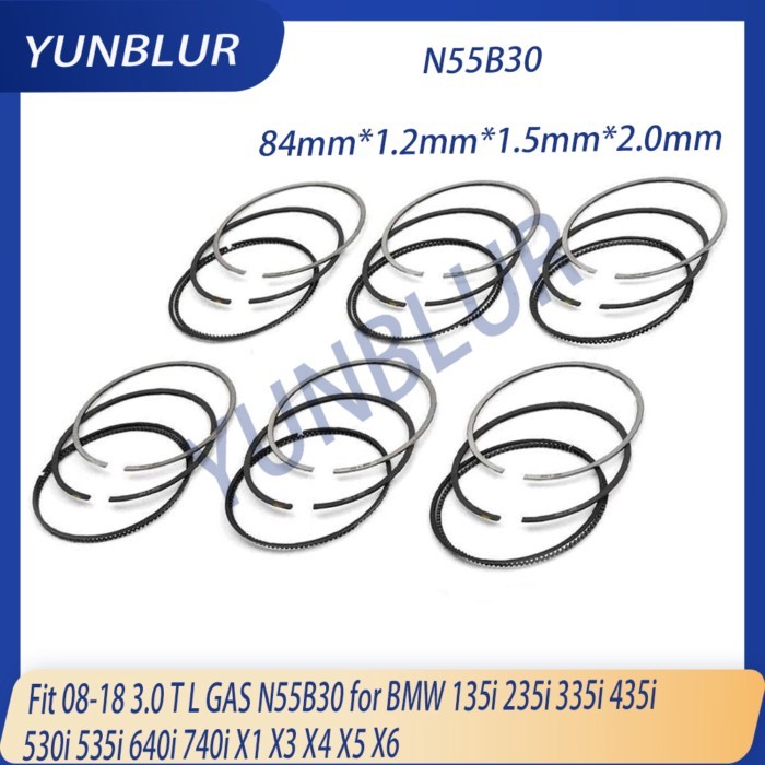 6pcs STD 84.0mm Engine Piston Rings Fit 3.0 T L GAS N55B30 For 08-18 BMW 135i 235i 335i 435i 530i 5