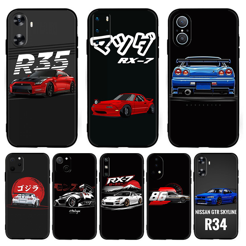สําหรับ Huawei Nova 2i 2 Lite 3 3i 4E 5i 5T 7 10 SE 8i Y61 GTR supercar รถนุ่มสีดํา TPU เคสโทรศัพท์