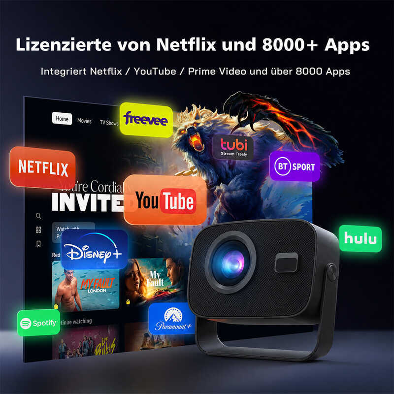 A10 พิเศษจัดหาโปรเจคเตอร์ 4K Home Ultra-High Definition Smart Android Dual-Band WIFI6 โปรเจคเตอร์ Mi