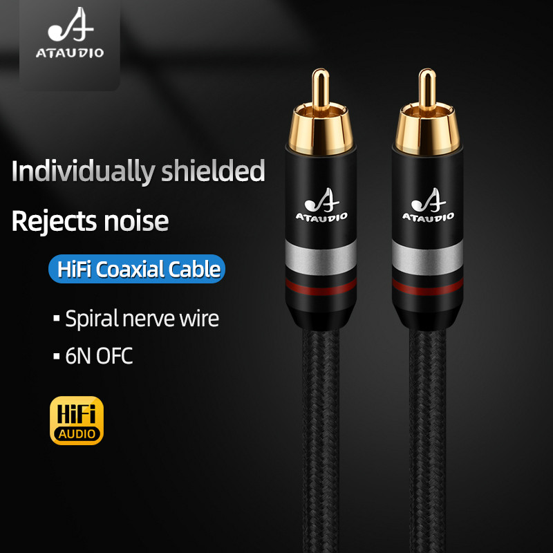 คุณภาพสูง 6N OFC HiFi Digital Coaxial สําหรับโฮมเธียเตอร์ HD TV Amplifier RCA ชายกับชาย Hifi SPAIF C
