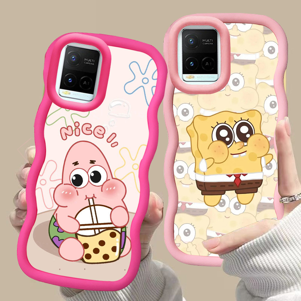 MERAH D-23 SpongeBob สีชมพูสีแดงปลอกสําหรับ VIVO V30 Y02a Y21a Y02t Y02 Y21s Y21 Y21t Pro 5G สีดํา