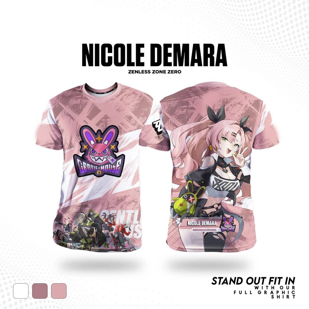 เกม Zenless Zone Zero เสื้อยืดชาย 3d Nicole Demara พิมพ์เด็ก Anime Tee ผู้ชายผู้หญิงแขนสั้น O-คอ T เ