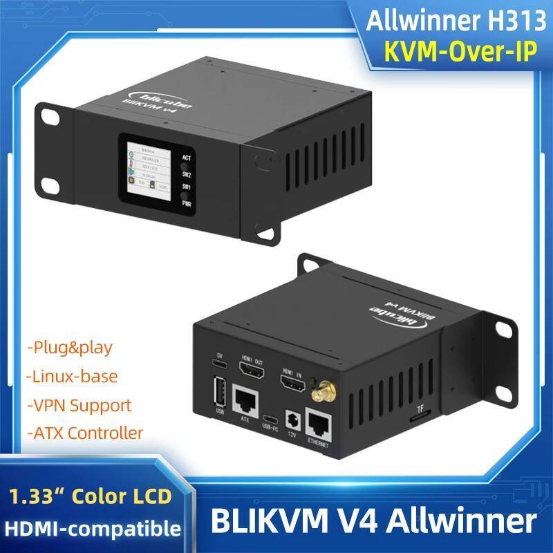 BliKVM V4 Allwinner H313 Soc KVM Over IP PoE HDMI-comaptible Video Loop ผ่าน KVM RTC Video Capture D