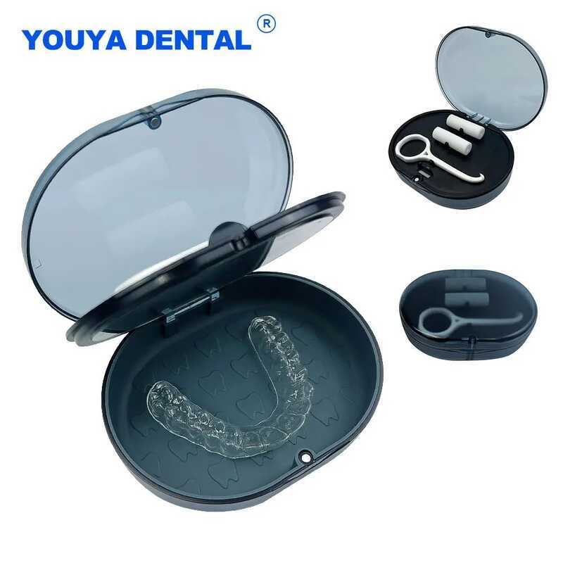 C Double-Layer Orthodontic Retainer Aligner Case Braces Organizer Mouth Guard Portable Fake Teeth C