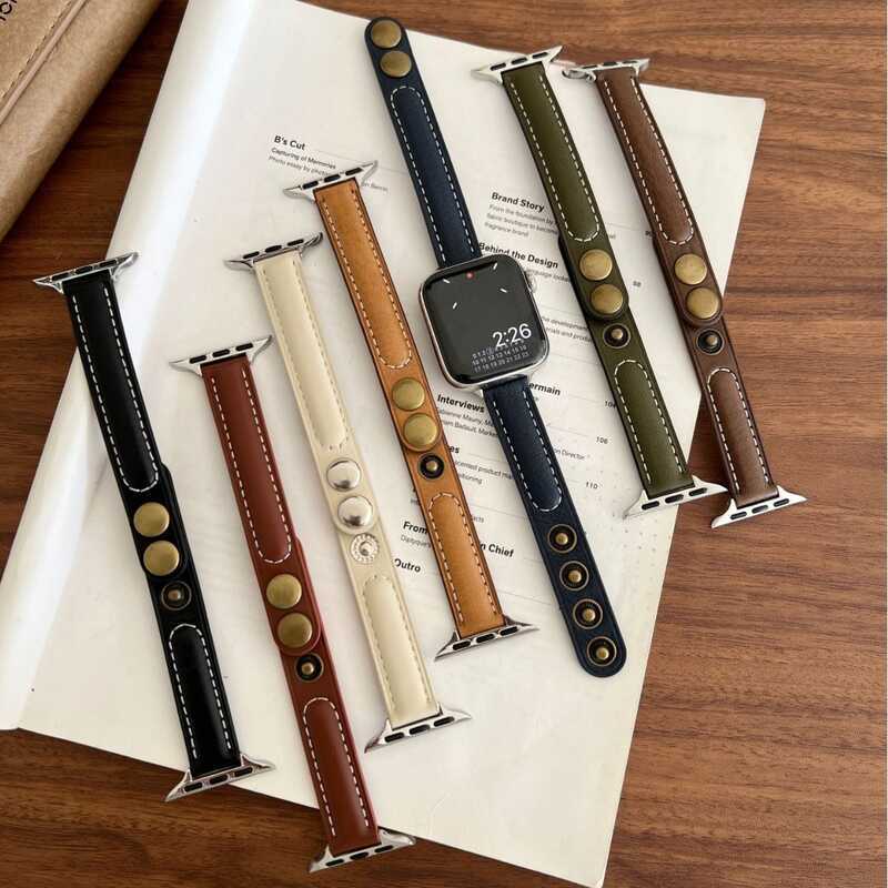 สายหนัง Slim Snap เหมาะสําหรับ applewatch Apple Watch iwatch11 Generation 7654SE