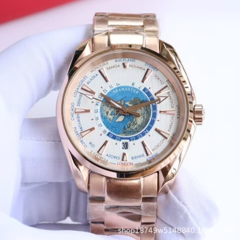 สไตล์ร้อน Xiaoxiangfeng Earth นาฬิกากลไกอัตโนมัติ Oujia World Block ผู้ชายธุรกิจนาฬิกาแฟชั่นผู้ชาย D