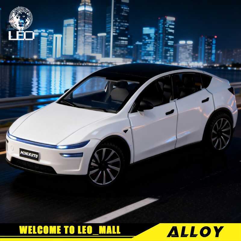 C LEO 1:24 Tesla Model Y Diecast Model Car Alloy Cars Toys Collection Gift For Kids Boy Girl