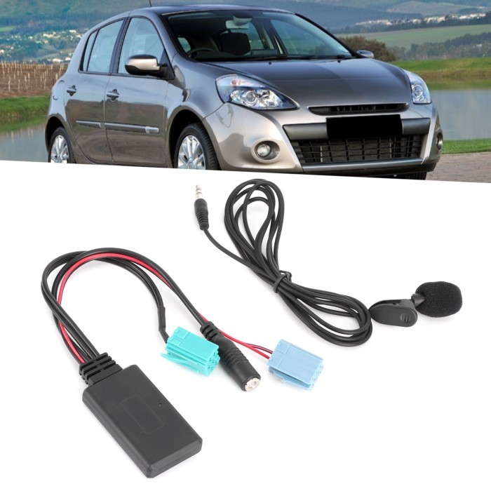 6Pin Bluetooth Audio Cable Car Stereo AUXIN Adapter with Microphone Fit for Clio/Espace/Megane Blue