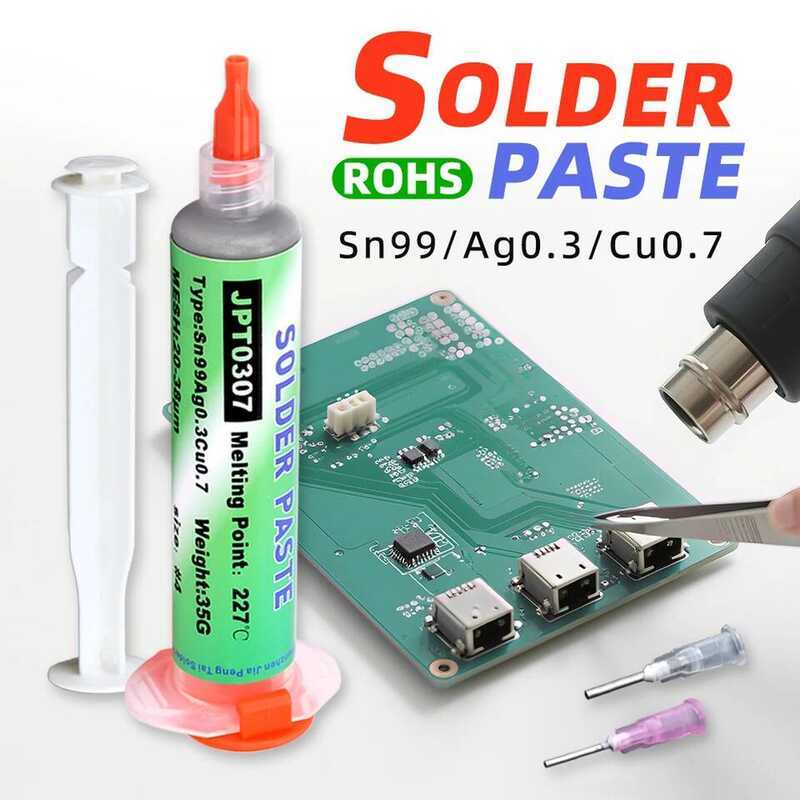 ครีมบัดกรีทนความร้อนสูง ปราศจากสารตะกั่ว Sn99 Ag0.3 Cu0.7 แบบหลอดเข็ม สำหรับซ่อมซ็อกเก็ต USB โทรศัพท
