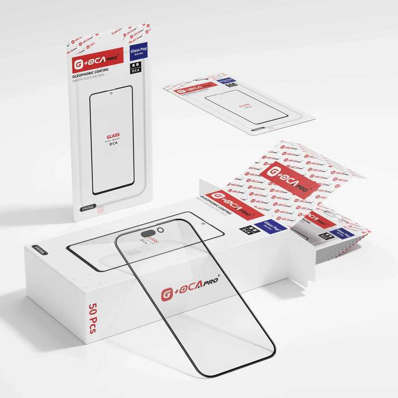 G+OCA PRO 2in1 กระจกแท้แบบ 1:1 พร้อม OCA สำหรับ iPhone X XR 11 12 13 Mini 14 15 16 PLUS Pro Max อะไห