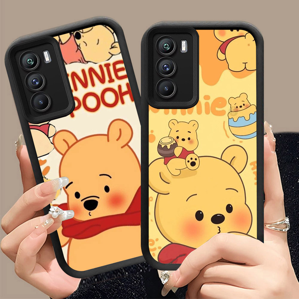 Q-14 Cute Winnie the Pooh ขาวดำเคสโทรศัพท์หรับ Realme C75X C75 14X C73 5G ปกสีชมพู