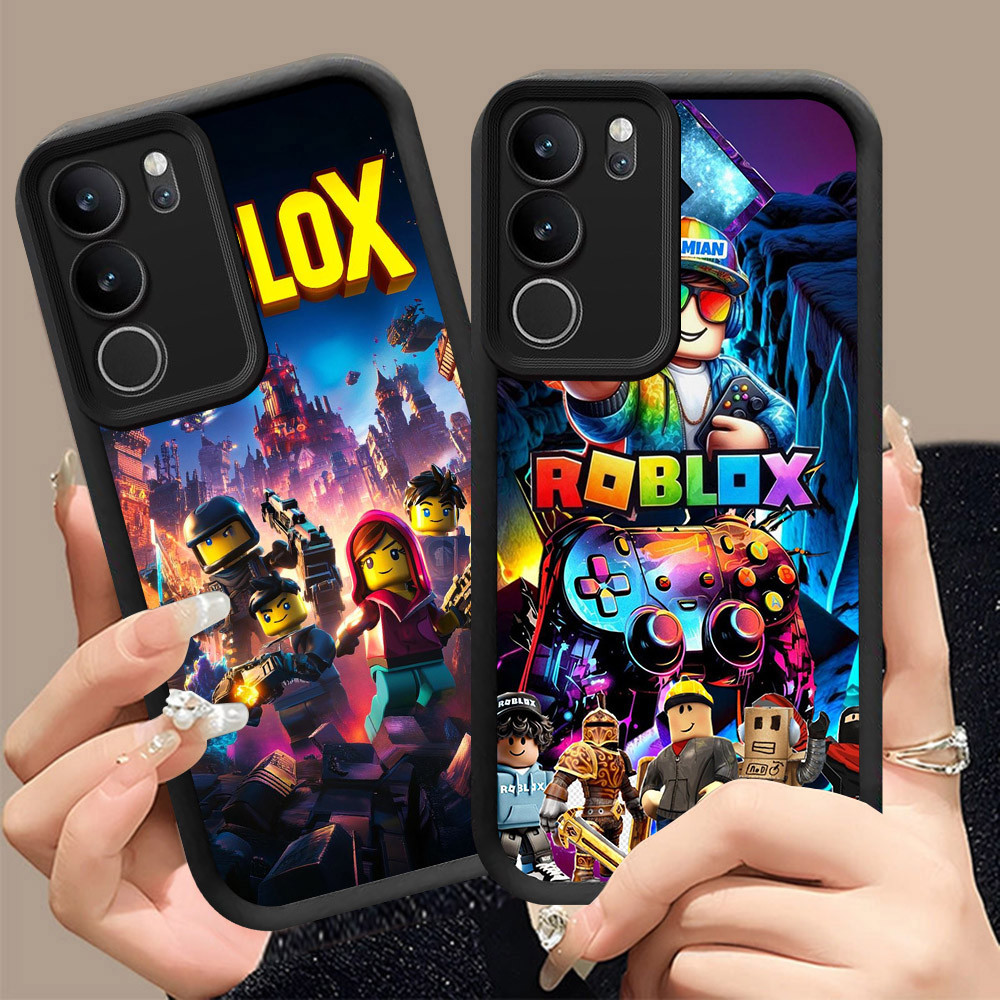 Q-24 Roblox ขาวดำเคสโทรศัพท์หรับ VIVO Y200 T4X Y19S Y21d Y300t Y29 Pro ปกสีชมพู