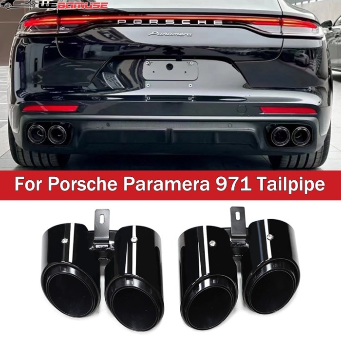 For Porsche Paramera 971 2017 to 2024 Exhaust Tailpipe Upgrade Four Outlet Stainless Steel Black Ti