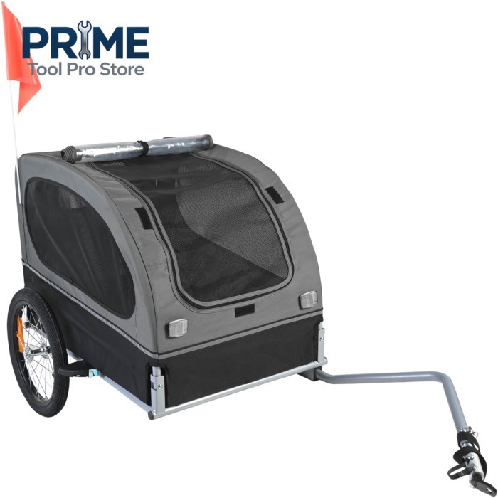 88lbs Dog Bike Trailer Pet Cart Bicycle Carrier with Wheels Coupler Reflectors Flag Collapsible to