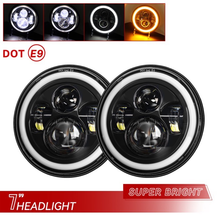 for Nissan Patrol Y60 Hummer H1&H2 Lada 4X4 7inch LED Headlight DRL For Wrangler TJ JK LJ CJ 7inch