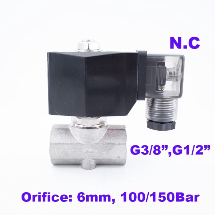 GOGO 100Bar 150Bar GSPG-06 2 Way Water High Pressure Solenoid Valve 3/8" 1/2" 220V 24V Orifice 6mm