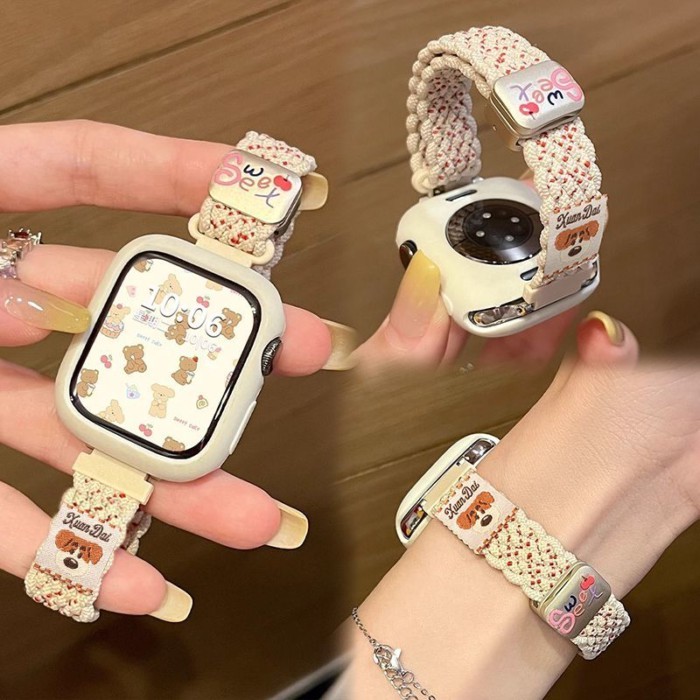 เหมาะสําหรับ iwatch11 Strap Lace Strawberry Puppy